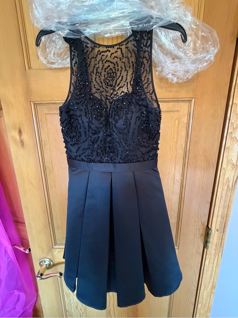 Black Beaded Illusion Bodice Prom Dress